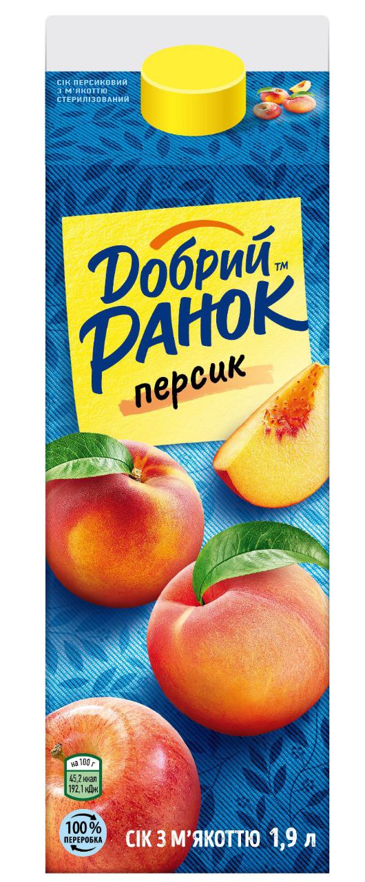 Сік персиковий з м'якоттю ТМ Добрий Ранок 1,9л